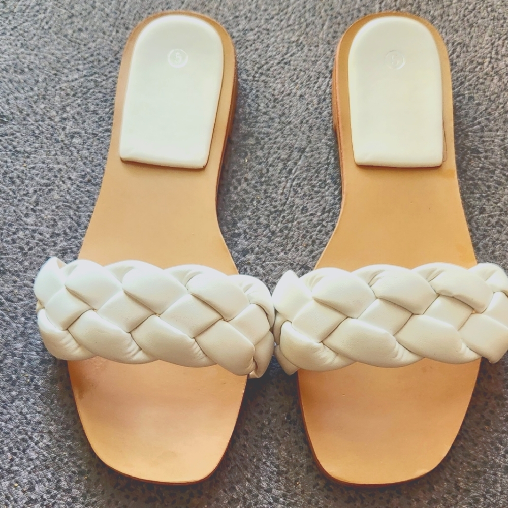 White braid sandals